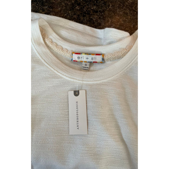 New Anthropologie Lace Ruffled Sleeve T-Shirt S - Picture 8 of 8